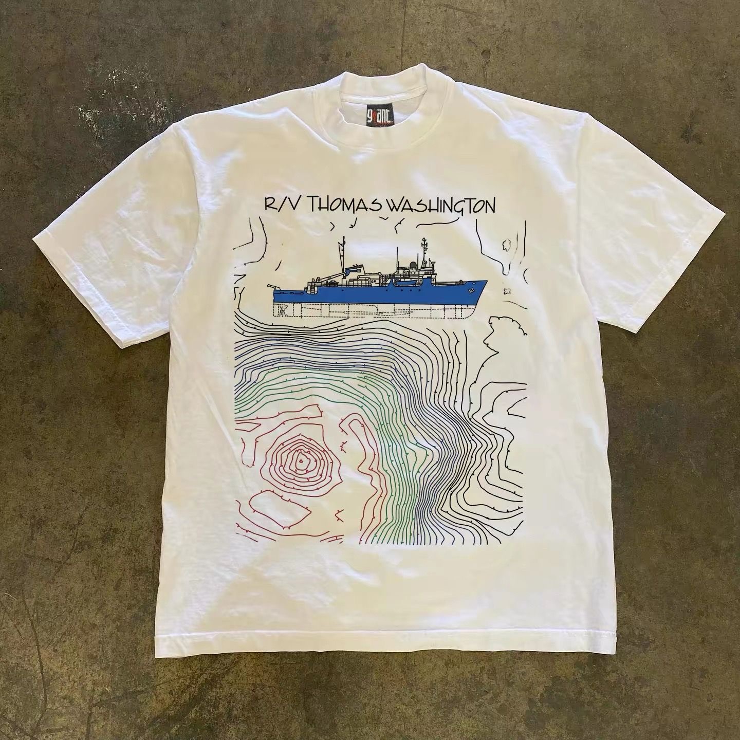 Embroidery Normal Map - Koszulka damska Y2K American Vintage Ocean