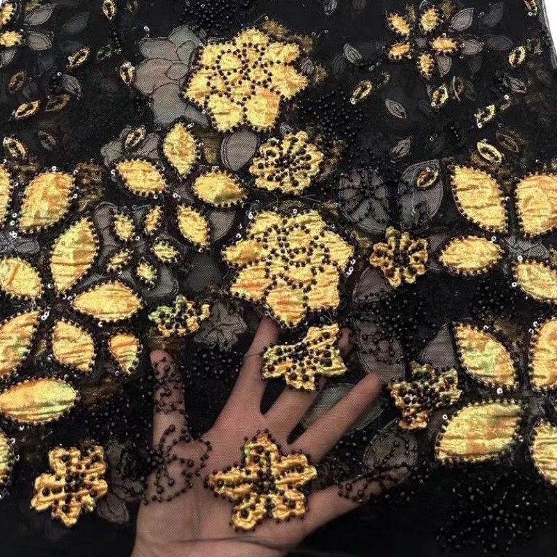 Embroidery Ai - Luksusowa francuska aplikacja koronkowa, haftowana tkanina,