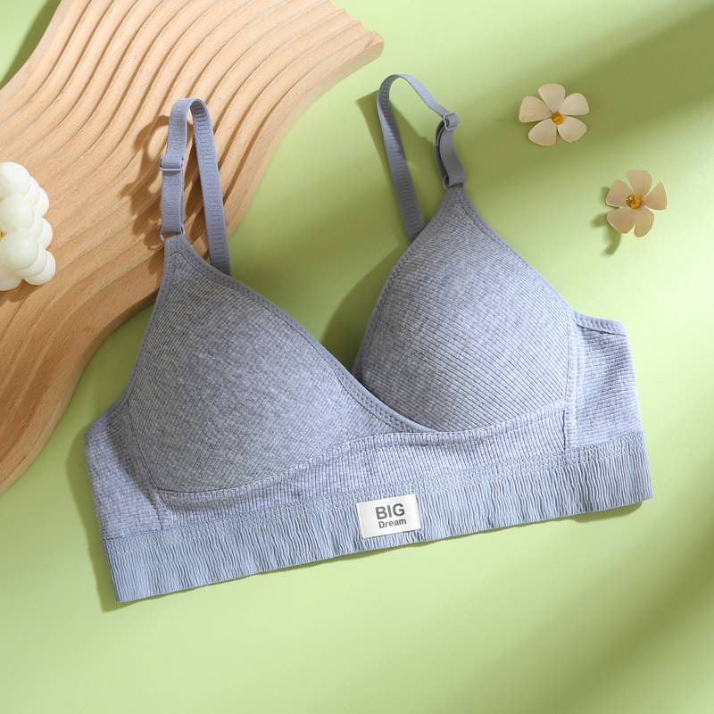 Embroidery Ai - Biustonosz bawełniany w stylu francuskim, letni,