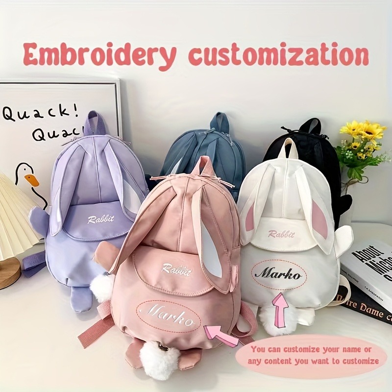 Embroidery Name Designs - Personalizowany plecak z króliczkiem, urocze uszy