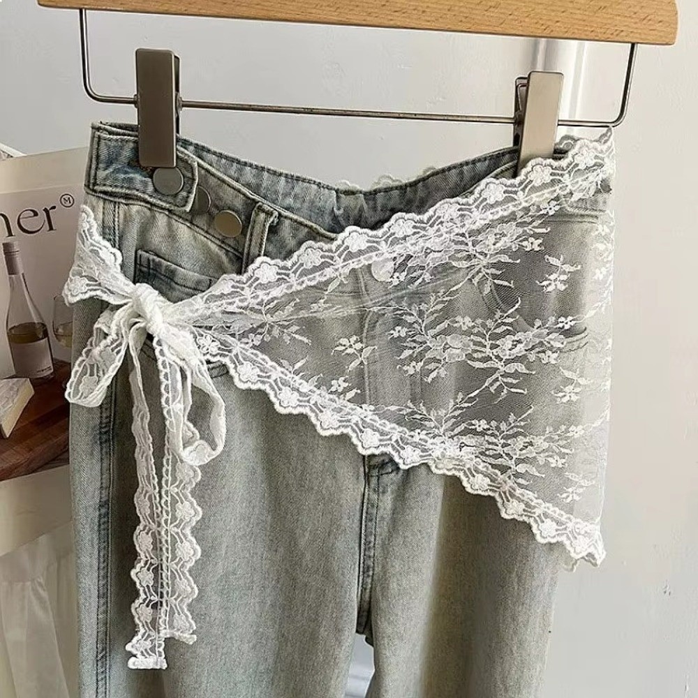 Embroidery Apron - Fartuszek trójkątny Harajuku Y2K z haftem