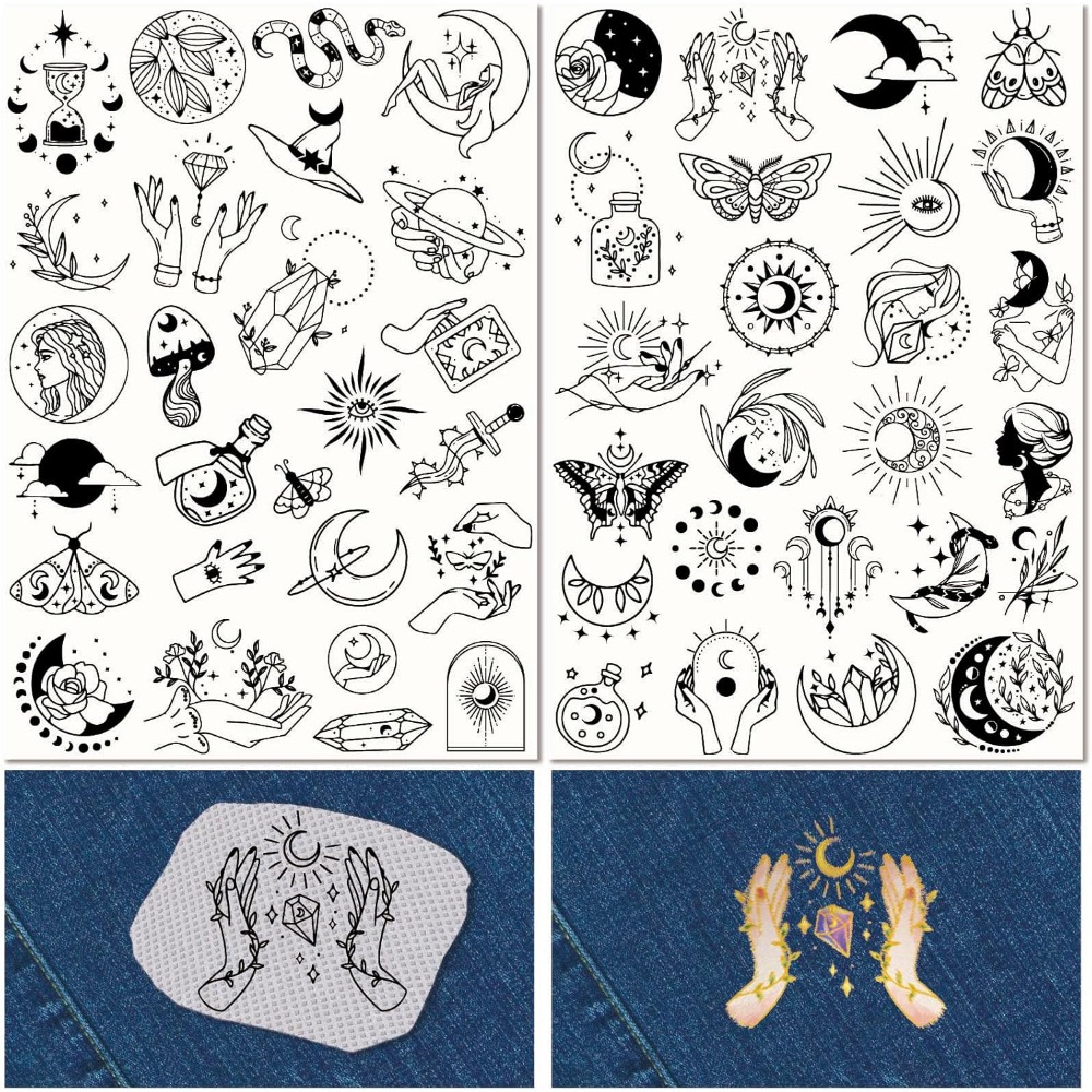Embroidery Ideas - 51Pcs Boho Moon Sun Rozpuszczalne w
