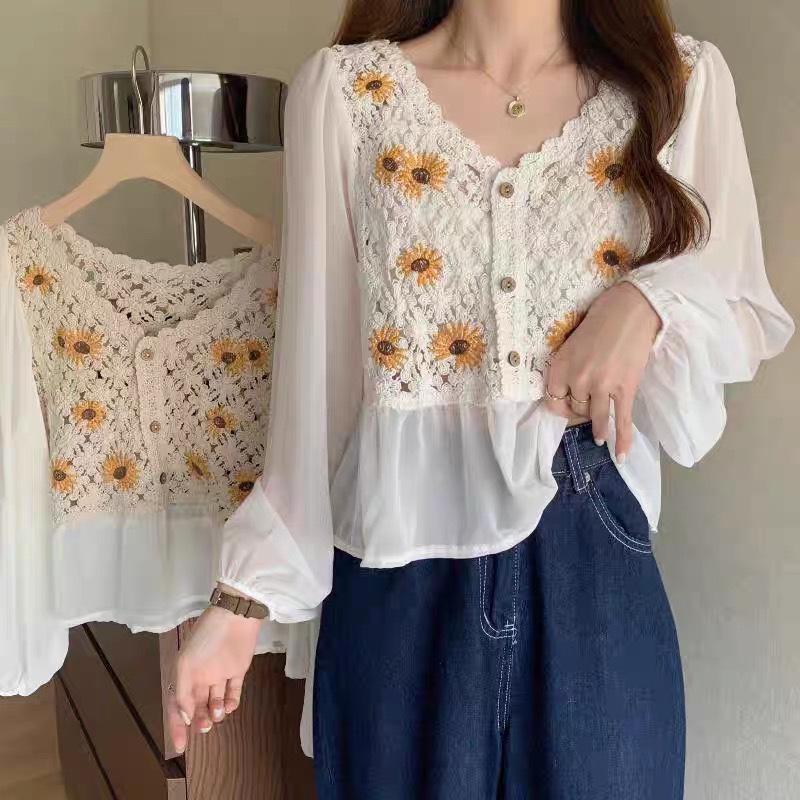 Szyfonowy top z haftem kwiatow – Embroidery In The Piece recenzja i cena